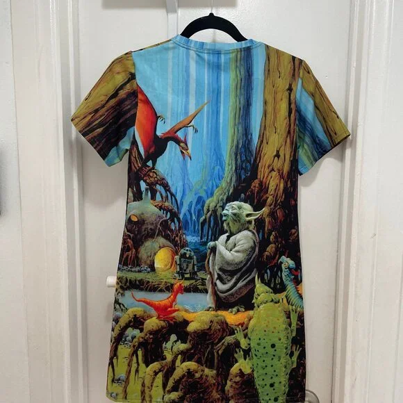 Star Wars x Blackmilk Yoda stretch t-shirt dress size womens XXS / girls 14 - Picture 2 of 2